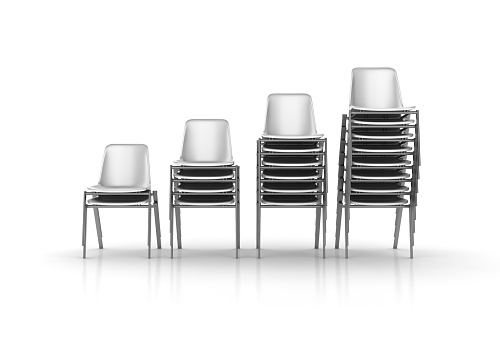 Chairs Stack - White Background - 3D Rendering