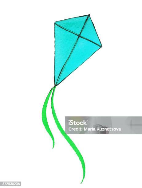 Färgglada Pappersdrake Handritad Akvarell Illustration-vektorgrafik och fler bilder på Drake - Leksak