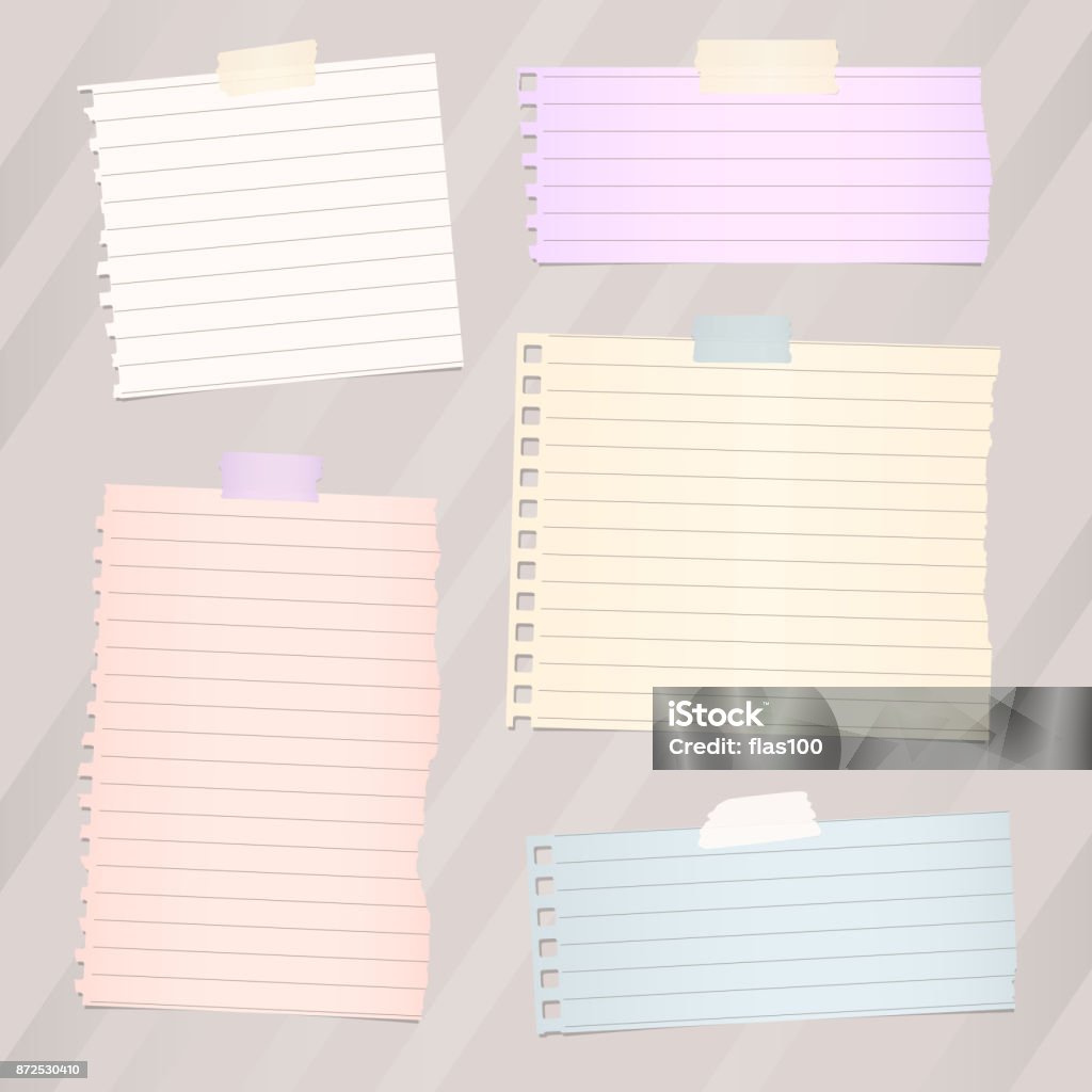 Note Paper Banner Pieces Of Torn White Lined Note Paper Banners Are Stuck On Brown ...