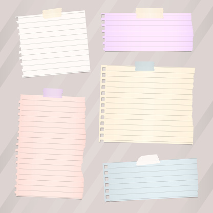 Note Paper Banner Pieces Of Torn White Lined Note Paper Banners Are Stuck On Brown ...