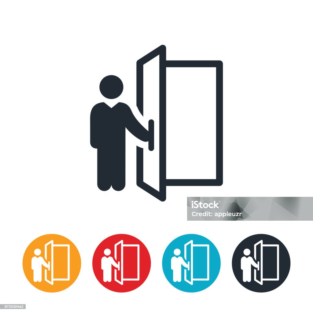 Doorman Icon An icon of a person holding open a door. Door stock vector