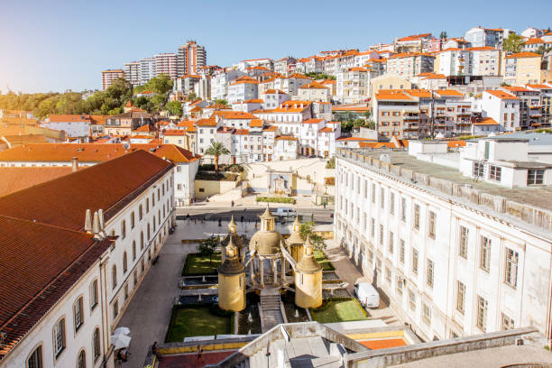 Coimbra city in Portugal Top cityscape view on the old town with Manga garden in Coimbra city in the central Portugal coimbra city stock pictures, royalty-free photos & images