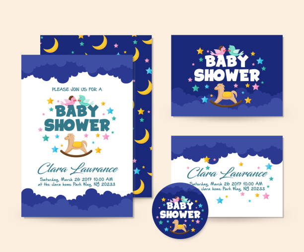 Cute Baby Toys Theme Baby Shower Invitation Card Illustration Template Cute Baby Shower Invitation Card Illustration Template newborn horse stock illustrations