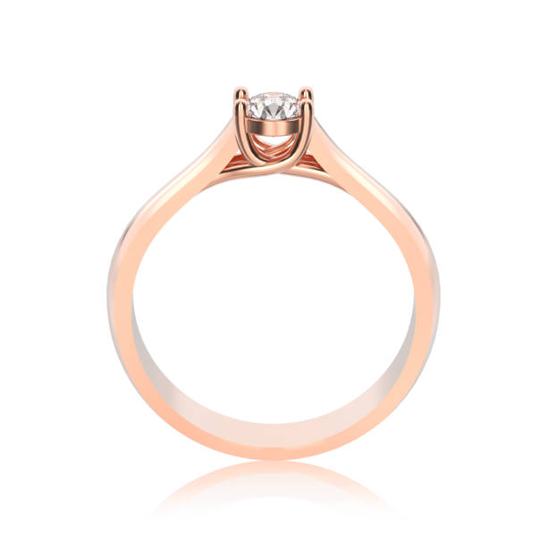 istock 3D illustration isolated rose gold engagement decorative ring with diamond with reflection 872537340
