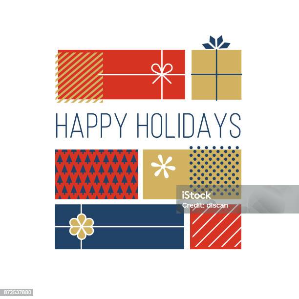 Happy Holidays Greeting Cards Stock Illustration - Download Image Now - Happy Holidays - Short Phrase, Christmas Present, Christmas