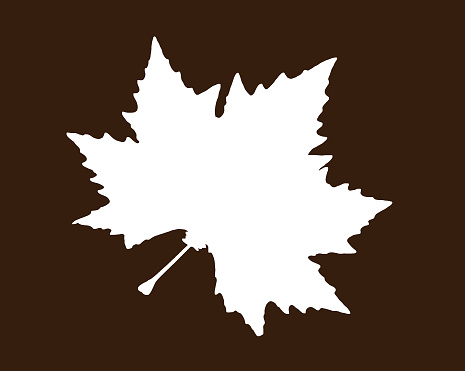 White shape of maple leaf on the brown background. Symbolic natural object.