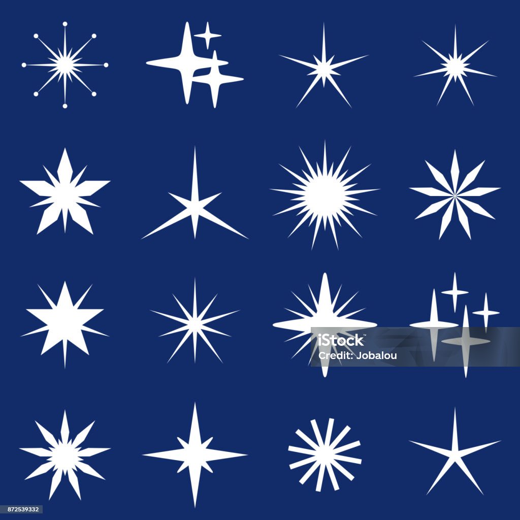 Christmas Stars Vector Illustration with a set of several abstract stars Star - Space stock vector