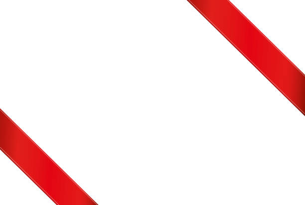 istock Decorative red ribbons banner in the corner diagonally. With copy space isolated on white. Vector. For a holiday or a party 872542108