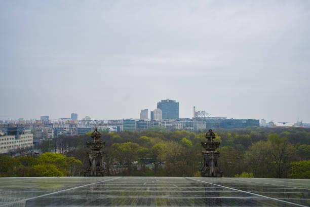 Berlin, Germany - April 4, 2017: View from German Reichstag building in Berlin on a cloudy day