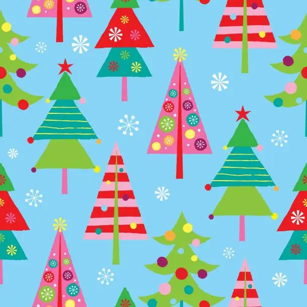 Vector illustration of Christmas Trees Seamless Pattern