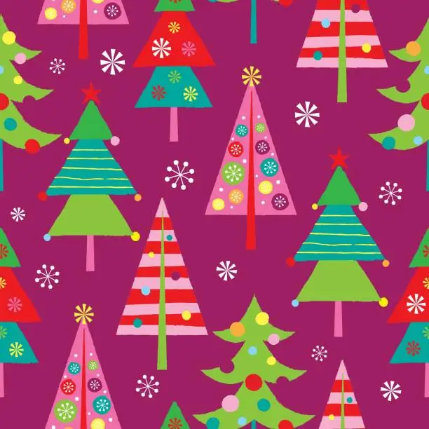 Vector illustration of Christmas trees pattern