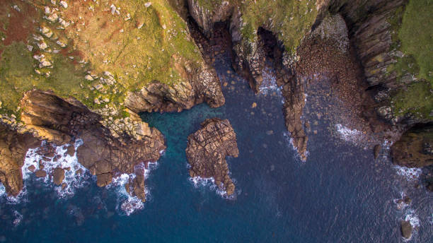 istock Aerial Drone Image of Lands End Whilst Sun is setting 872549314