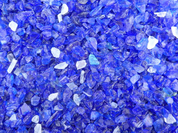 istock Decorative small blue shards of glass, close-up 872552804