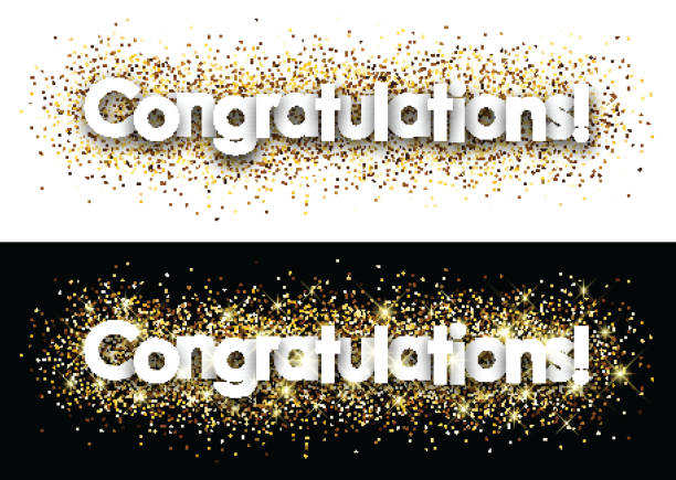 Congratulations paper banner. Congratulations paper banner with shining sand. Vector illustration. congratulating stock illustrations