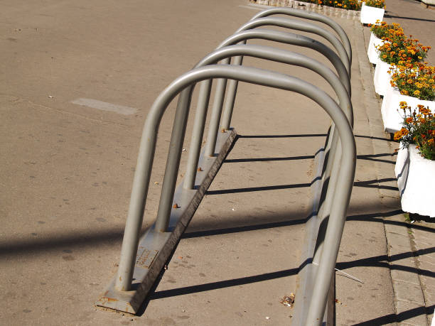 Empty Metal Bicycle Parking Rack stock photo