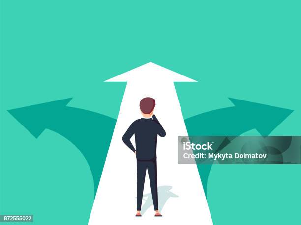 Choice Way Concept Decision Business Metaphor Vector Flat Style Design Isolated On Background Stock Illustration - Download Image Now