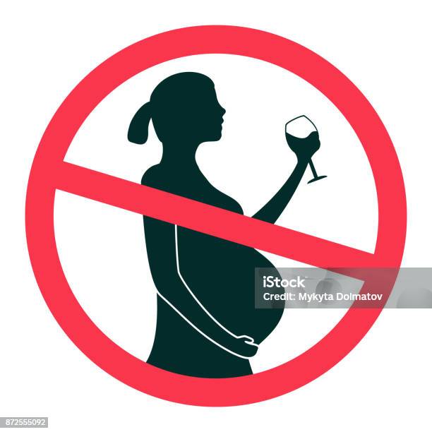 No Alcohol During Pregnancy Period Vector Sign Illustration Isolated On White Background Stock Illustration - Download Image Now