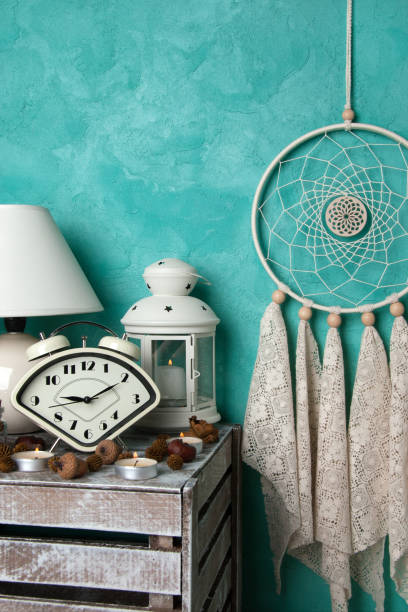 istock Bedroom decor on aquamarine 872564896