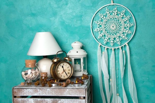 Bedroom decor on aquamarine