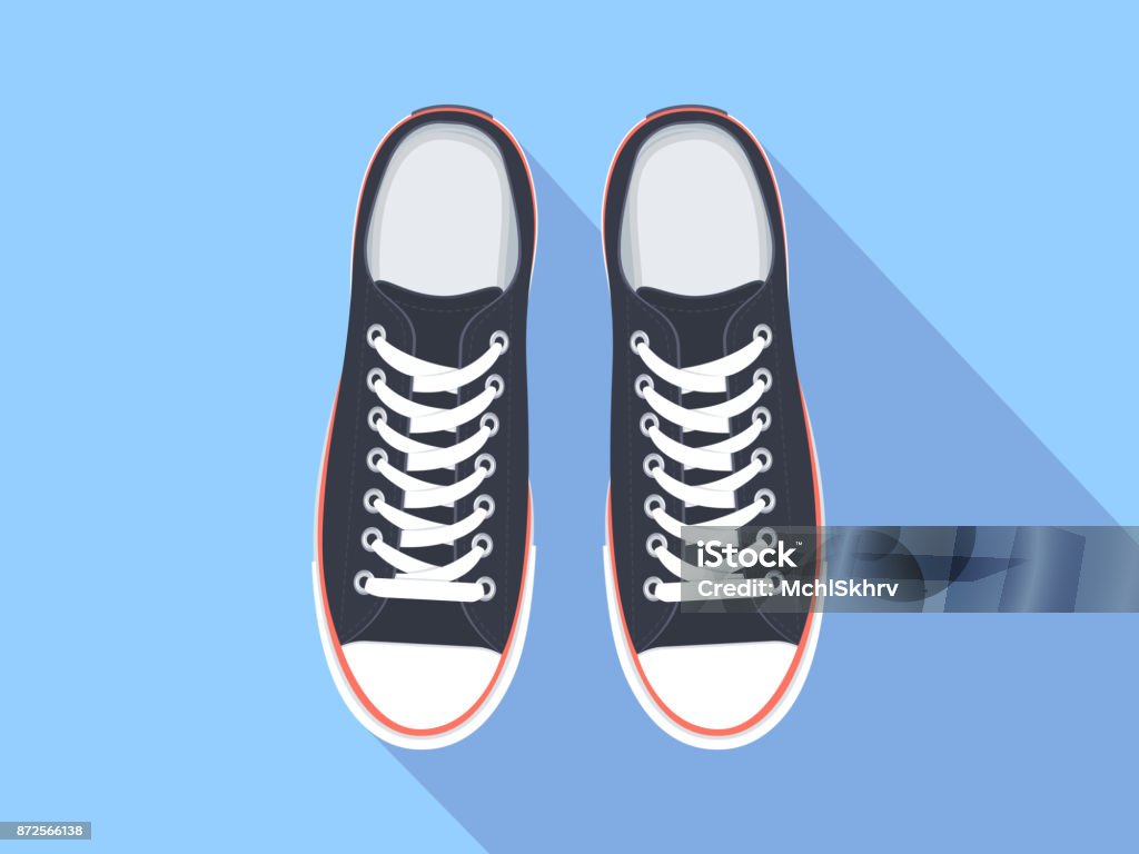 Sneakers top view Sneakers top view. Flat sport shoes vector illustration. Isolated realistic keds Shoe stock vector