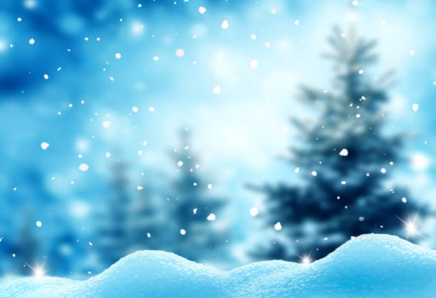 istock Christmas winter background with snow and blurred bokeh 872568638