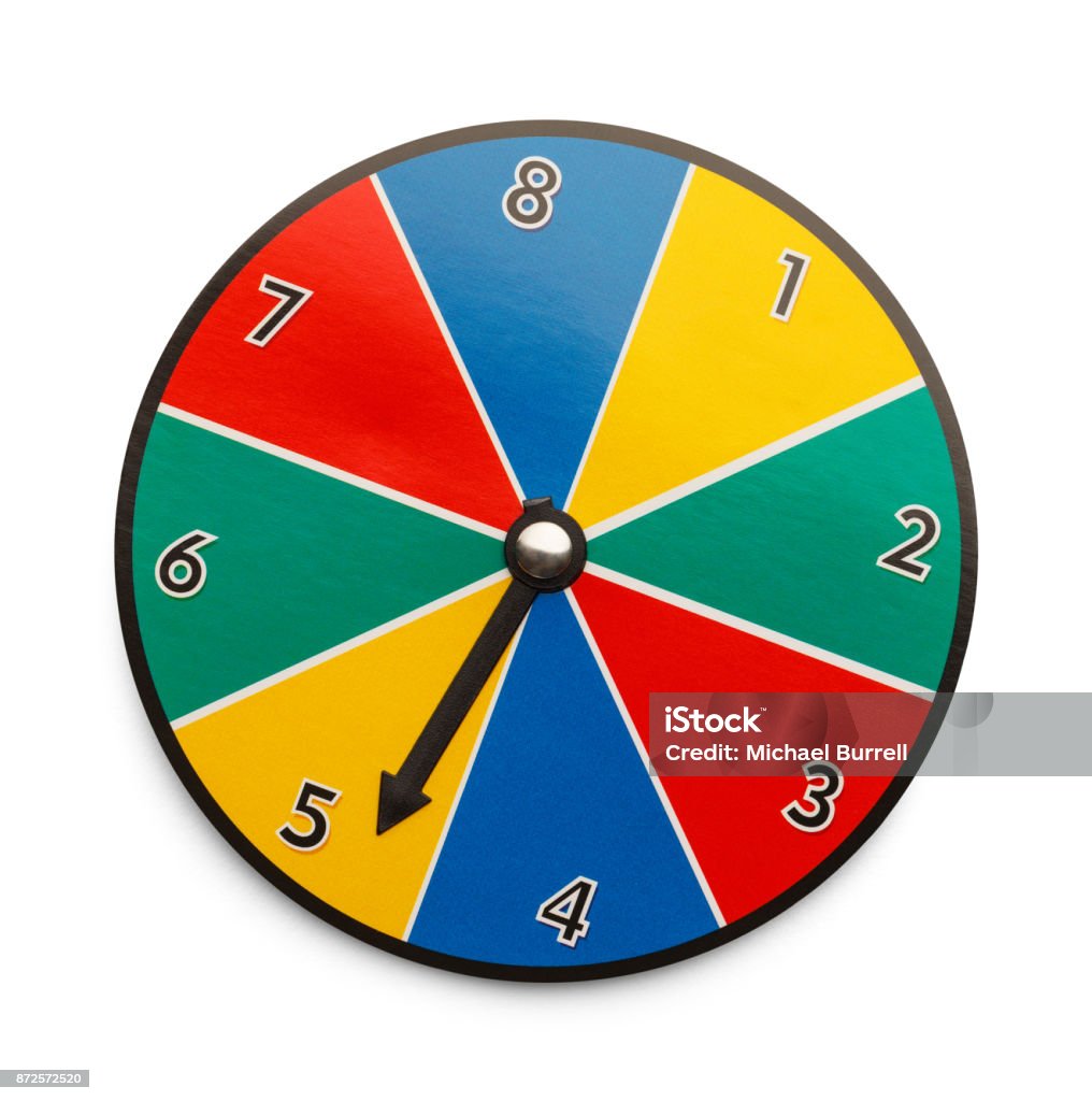 Game Wheel Spinning Game Wheel Isolated on White Background. Wheel Stock Photo