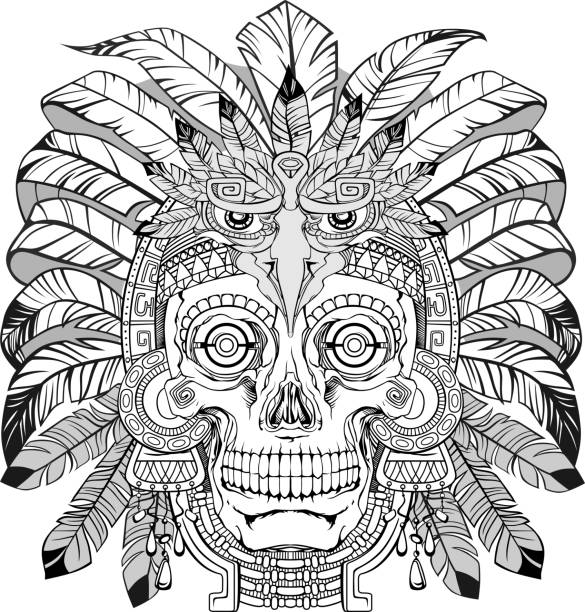 Drawing Of A Indian Skull Headdress Tattoo Illustrations, Royalty-Free  Vector Graphics & Clip Art - iStock
