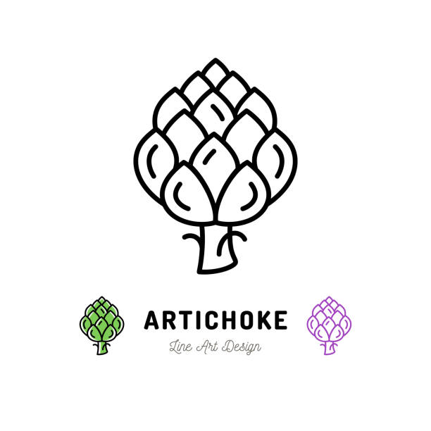 вектор артишок значок овощи логотип. тонкая линия искусства дизайн - artichoke stock illustrations