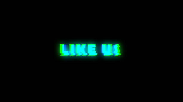 istock Like us text with bad signal. Glitch effect 872605492