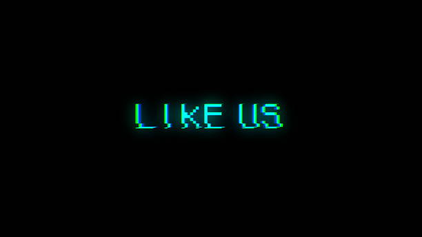 istock Like us text with bad signal. Glitch effect 872605506