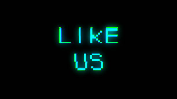 istock Like us text with bad signal. Glitch effect 872605532