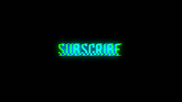 istock Subscribe text with bad signal. Glitch effect 872608474