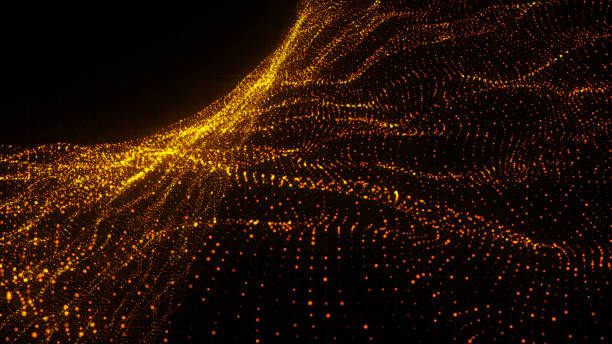 istock Luxurious gold sparkling particles wave background 872608978