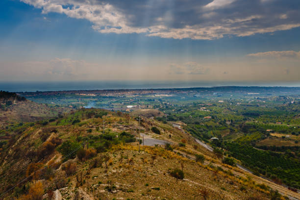 istock Aerial view  on the Sicilian landscape 872611434