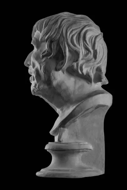 White plaster bust sculpture portrait of a old man