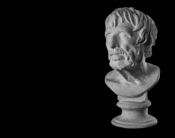 White plaster bust sculpture portrait of a old man