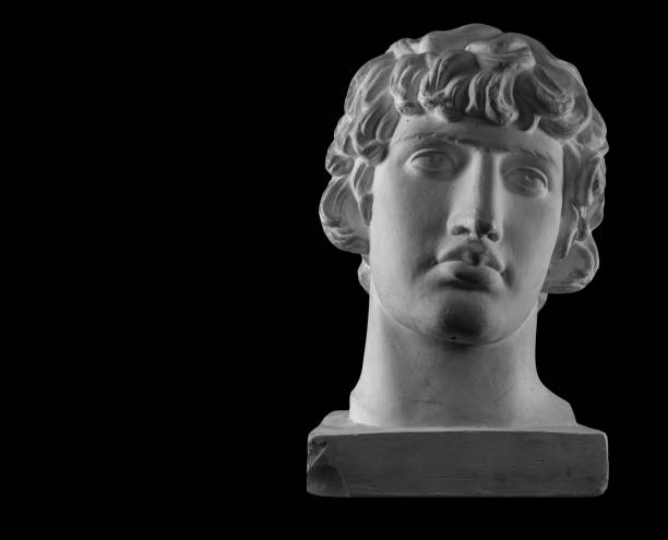 White plaster bust sculpture portrait of a young man