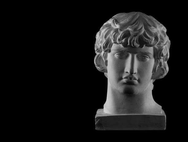 White plaster bust sculpture portrait of a young man