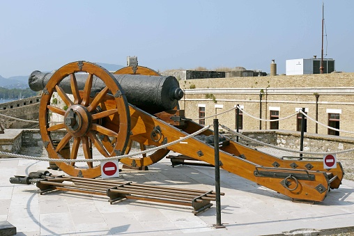 Corfu, Greece - July 13, 2015: Canon in Old Fortress. Corfu, Greece.