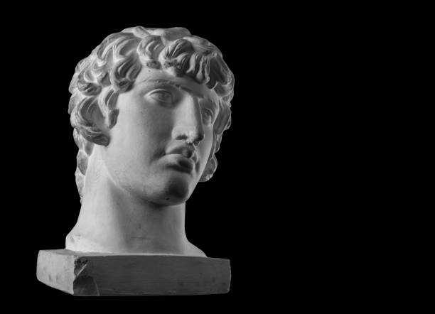White plaster bust sculpture portrait of a young man