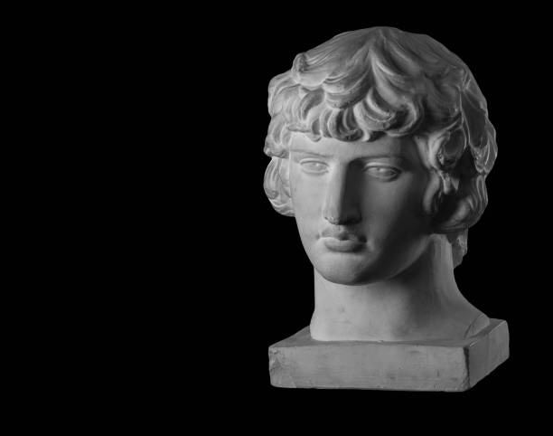 White plaster bust sculpture portrait of a young man