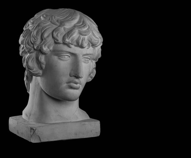 White plaster bust sculpture portrait of a young man