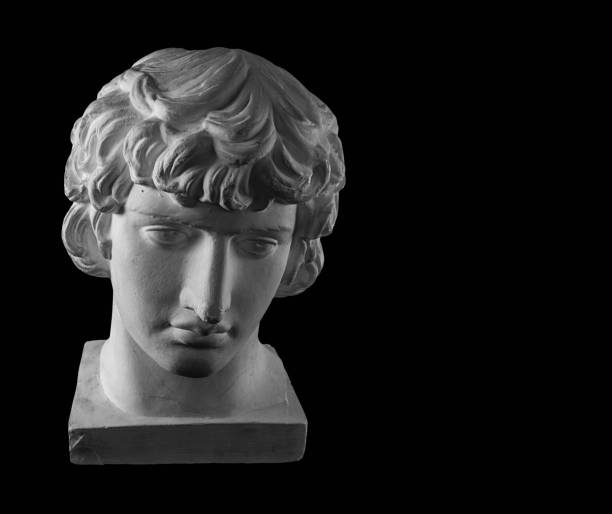 White plaster bust sculpture portrait of a young man