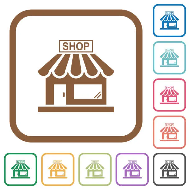 Vector illustration of Store front simple icons