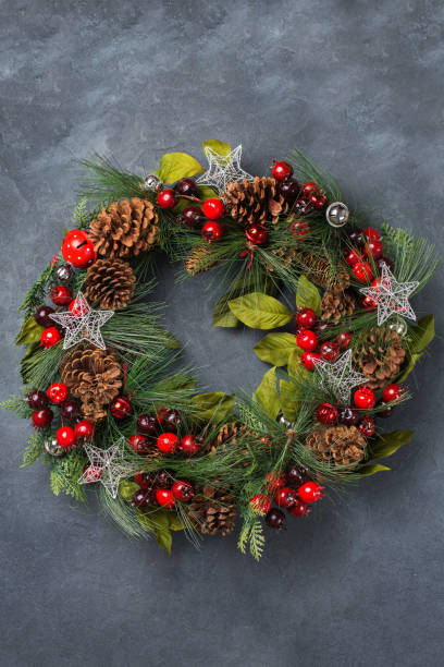 istock Advent christmas door wreath with festive decoration 872631476