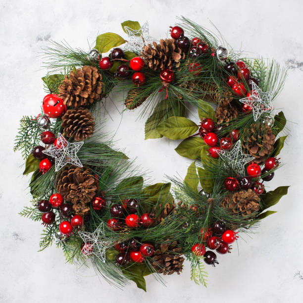 istock Advent christmas door wreath with festive decoration 872631762