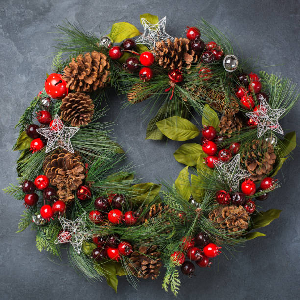 istock Advent christmas door wreath with festive decoration 872631814