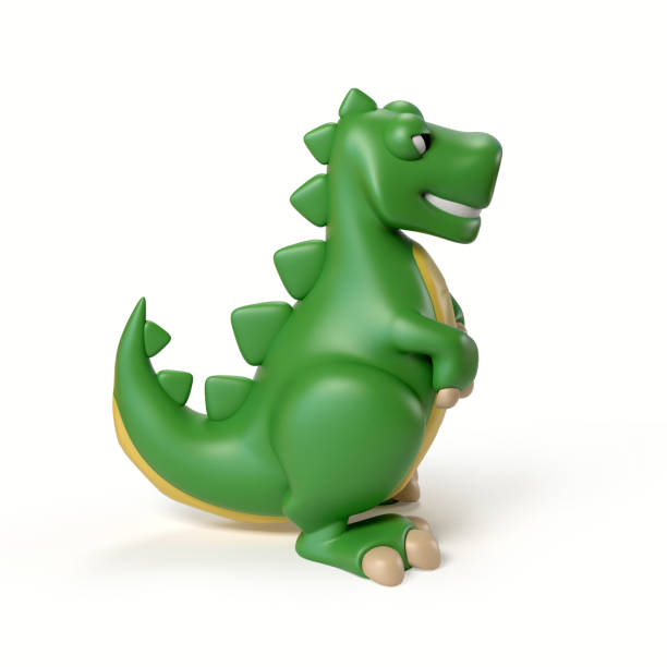 green t rex dinosaure jouet 3d rendu isolé illustration sur fond blanc - dinosaur toy dino monster photos et images de collection