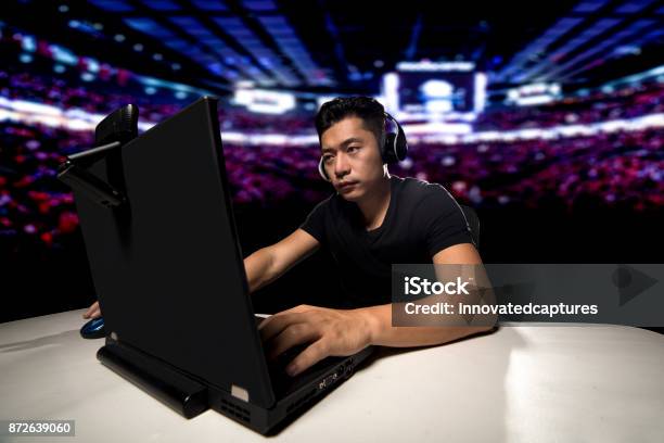 Esports Competitive Gamer In A Stadium Stock Photo - Download Image Now - eSports, Stadium, Video Game