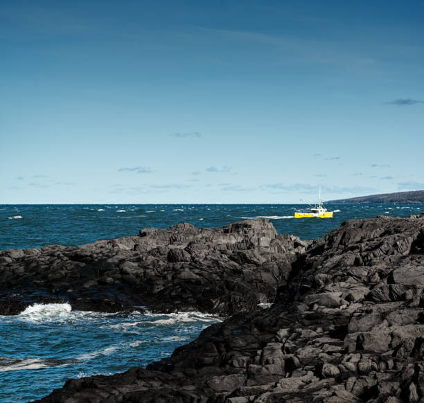 랍스터 배죠 - nova scotia bay of fundy bay horizon over water 뉴스 사진 이미지